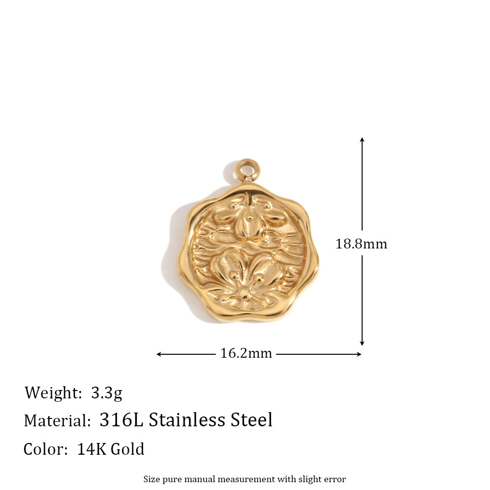 Ladies DIY 18k Gold Over No Fade Solid Stainless Steel Perforate 3D Buckle Pendants