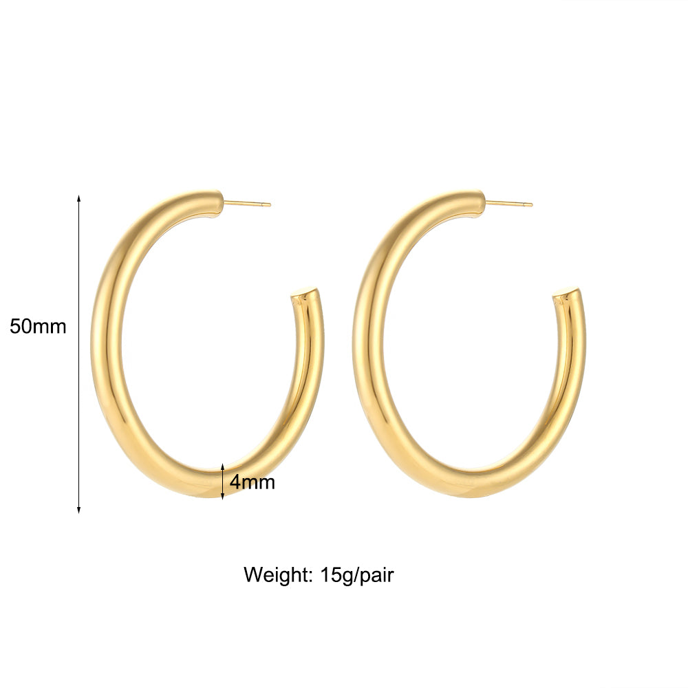 Dream | 18k Gold Over Solid Stainless Steel Waterproof Anti-allergenic Hoop Earrings