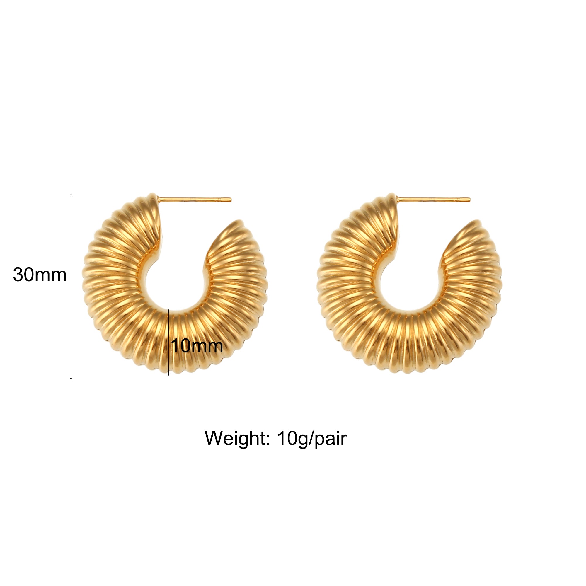 Dream | 18k Gold Over Solid Stainless Steel Waterproof Anti-allergenic Hoop Earrings