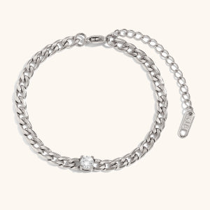 Ladies 18k Gold No Fade Stainless Steel Waterproof Center Stone Bracelet