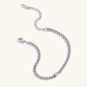 Ladies 18k Gold No Fade Stainless Steel Waterproof Center Stone Bracelet