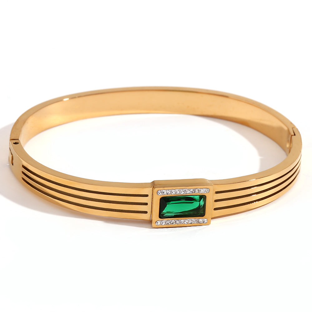 Ladies Waterproof 18k Gold Stainless Steel Shell Demon Eye Blue Eyes Hollow CZ Bracelets