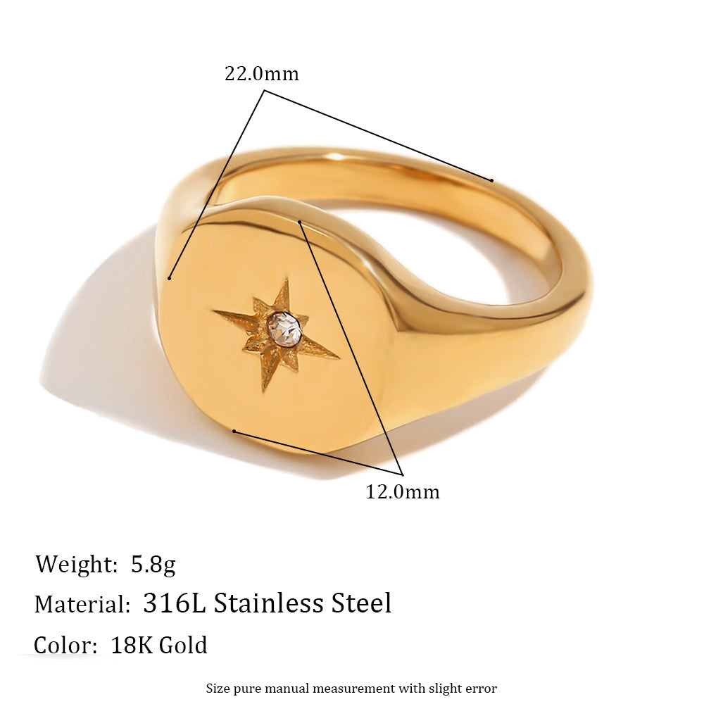 Women's 18k Gold Waterproof Double Layered Three Flower Round Cross Ring