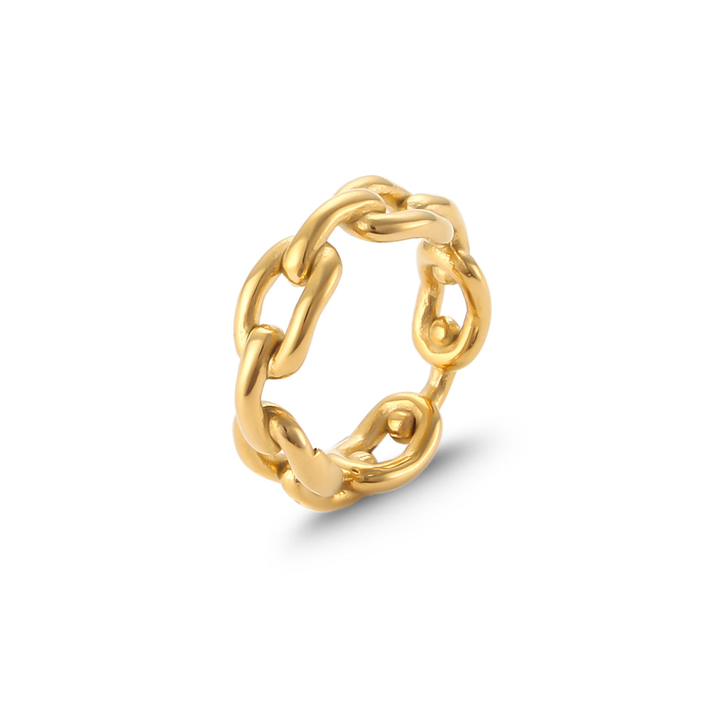 Women's 18k Gold Stainless Steel No Fade Fine Polished Wide Large Heart Finger Rings