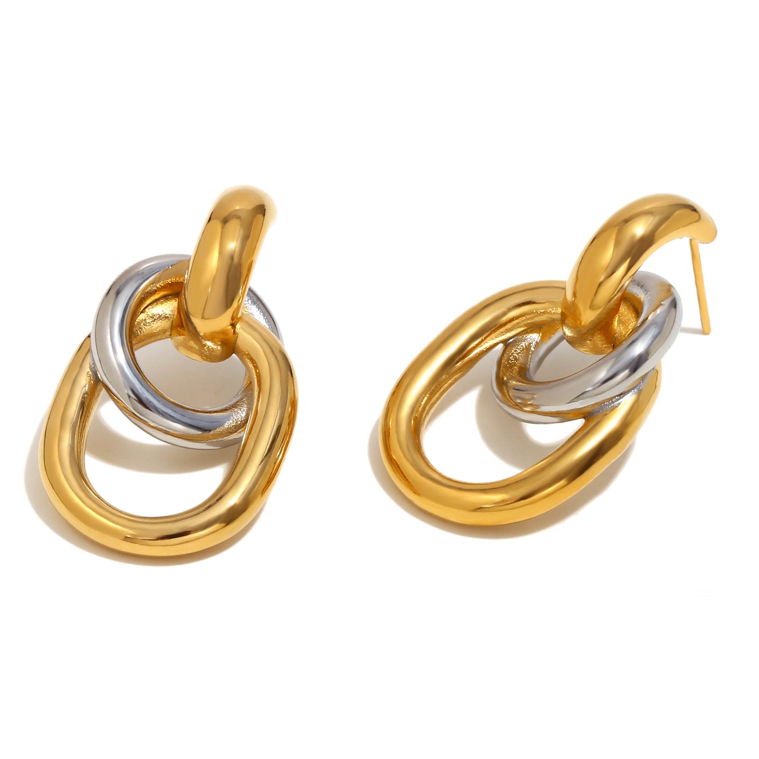 Ladies No Fade 18k Gold Stainless Steel Winding O-shaped Water Resistant Designer Earrings