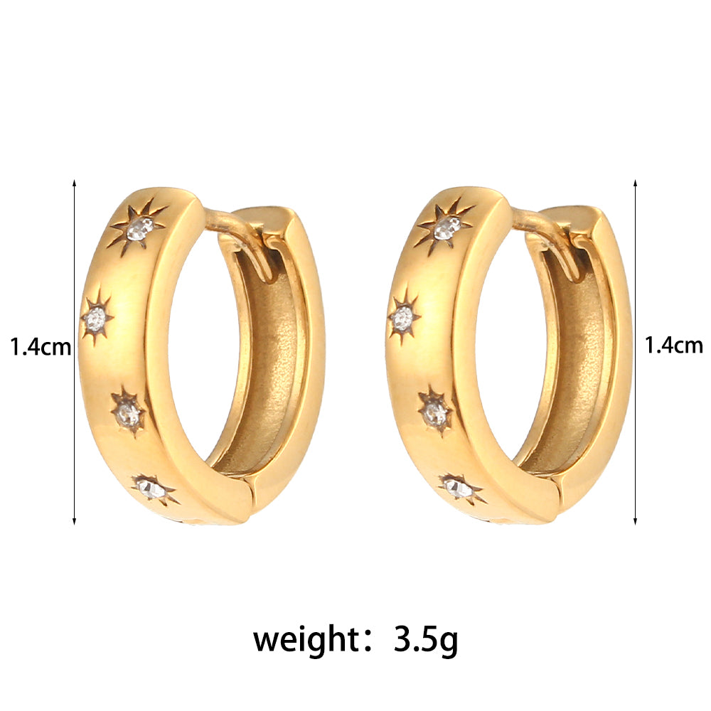 Women's Waterproof No Fade Stainless Steel Small Size Chunky Hoop Huggie Earrings
