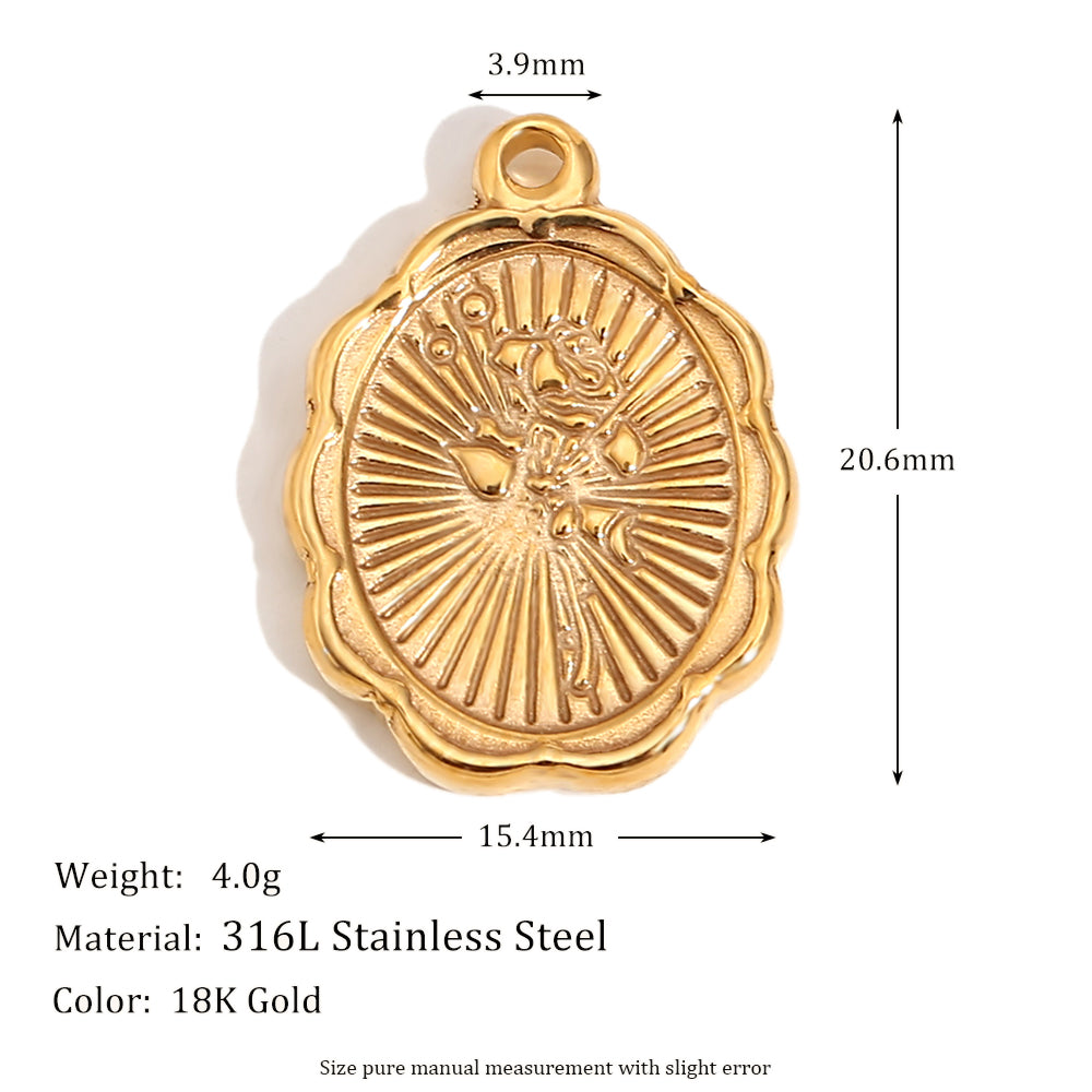 18k Gold Waterproof DIY Retro Style Moon Star Agate Stone Heart Pendant Necklace Bracelet