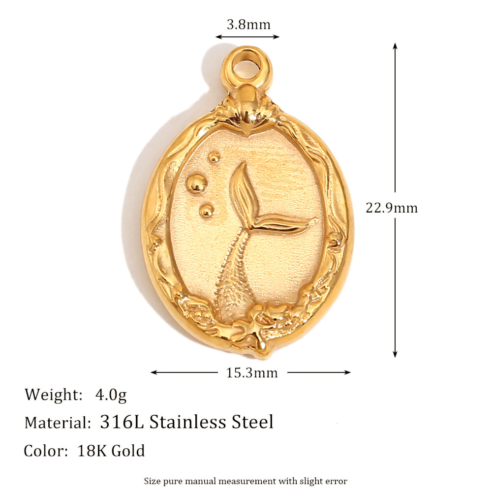 18k Gold Waterproof DIY Retro Style Moon Star Agate Stone Heart Pendant Necklace Bracelet