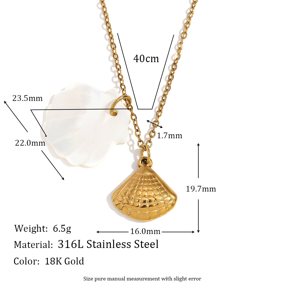 18k Gold Stainless Steel Waterproof Sea Animals Starfish Dolphin Mother Of Pearl Necklaces