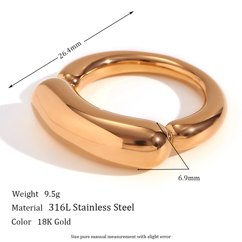 18k Gold Silver Waterproof Casting Mix Color Thick Lines Stainless Steel Rings