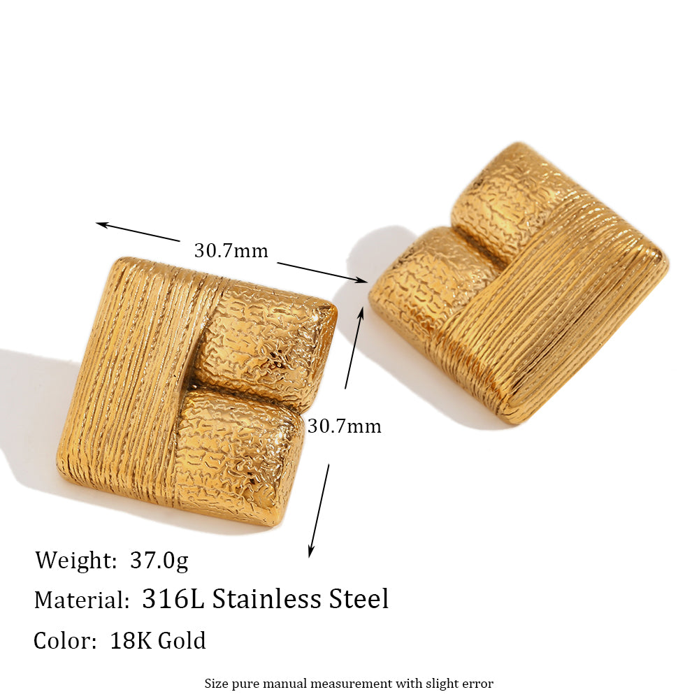 18k Gold Stainless Steel Waterproof Oval Cactus Small Hedgehog Whirlwind Earrings