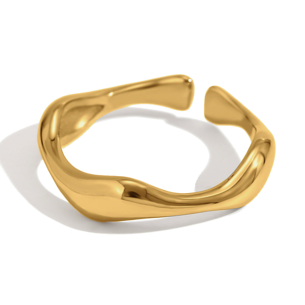Women's 18k Gold Waterproof Stainless Steel Opening Cocktail Ring