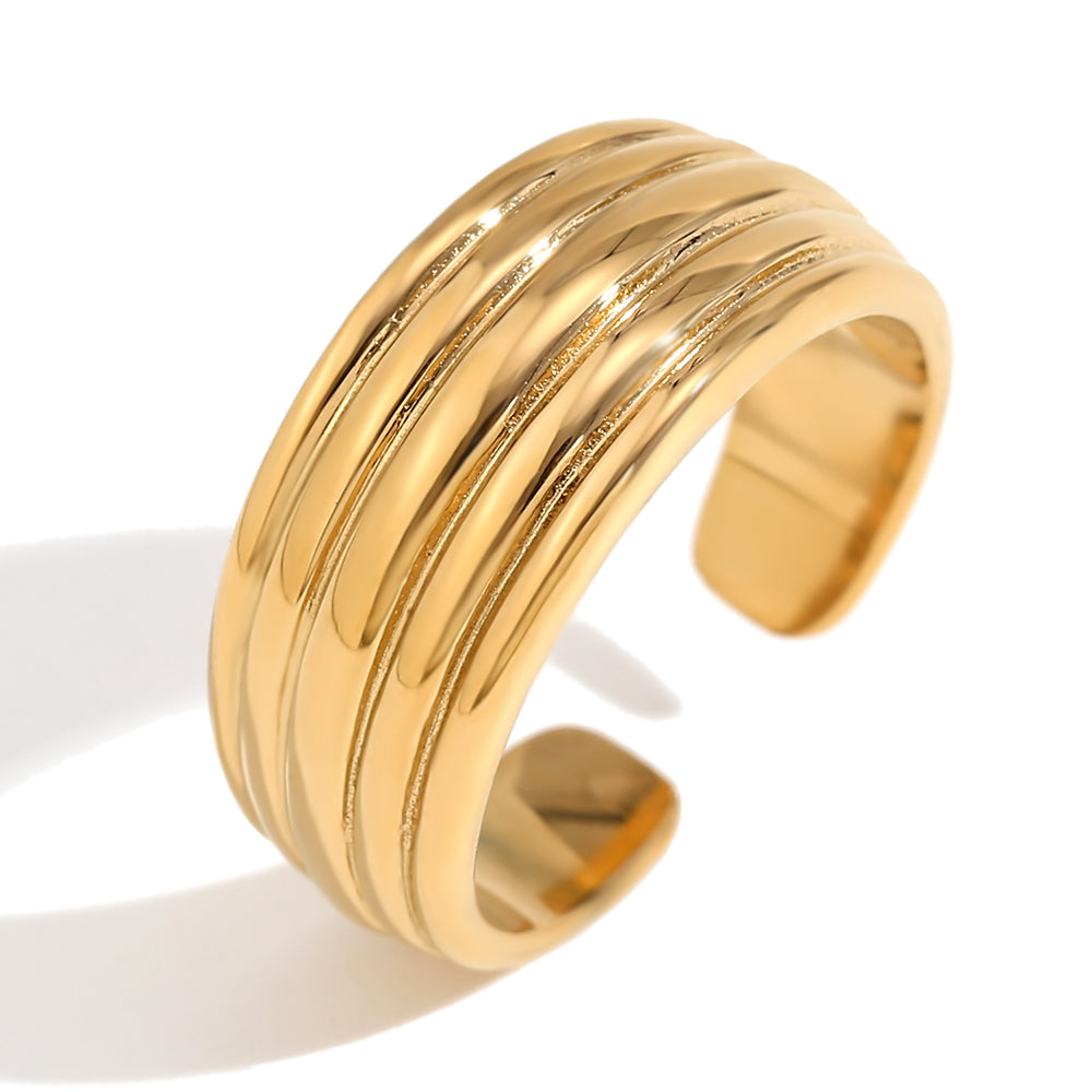 Women's 18k Gold Waterproof Stainless Steel Opening Cocktail Ring