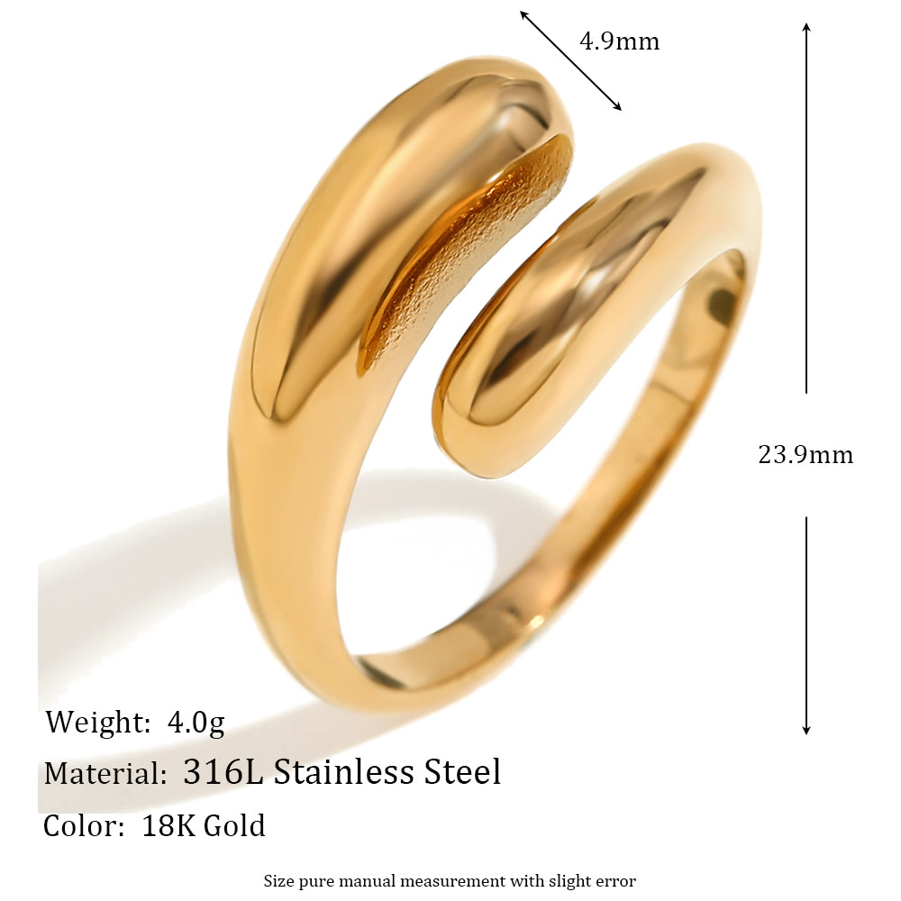 Women's 18k Gold Waterproof Stainless Steel Opening Cocktail Ring