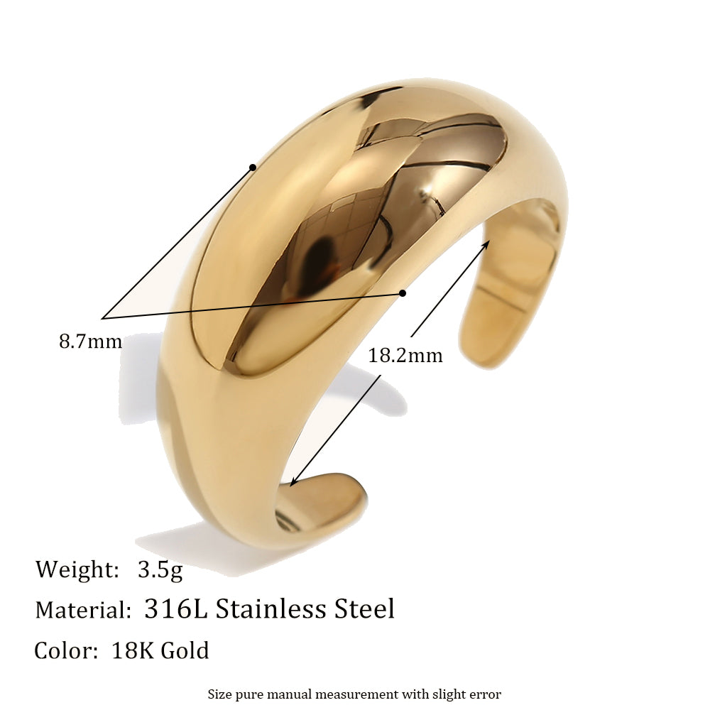 Women's 18k Gold Waterproof Stainless Steel Opening Cocktail Ring