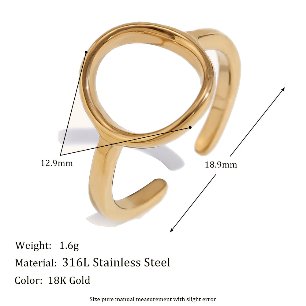 Women's 18k Gold Waterproof Stainless Steel Opening Cocktail Ring