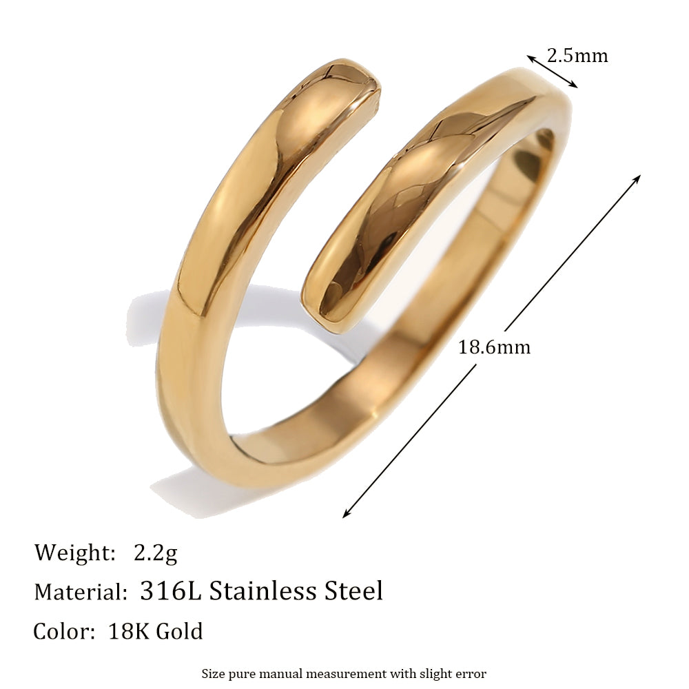 Women's 18k Gold Waterproof Stainless Steel Opening Cocktail Ring