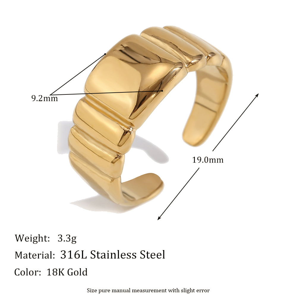 Women's 18k Gold Waterproof Stainless Steel Opening Cocktail Ring