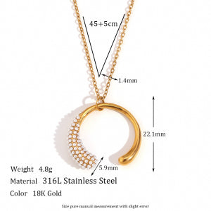 Women's 18k Gold Stainless Steel Waterproof Imitation Pearl Irregular Series Necklace