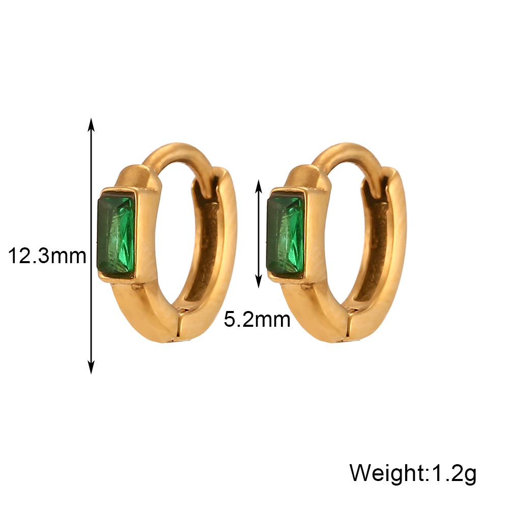 18k Gold Solid Stainless Steel Waterproof Dainty Cute Girl's Mini Size CZ Hoop Earrings