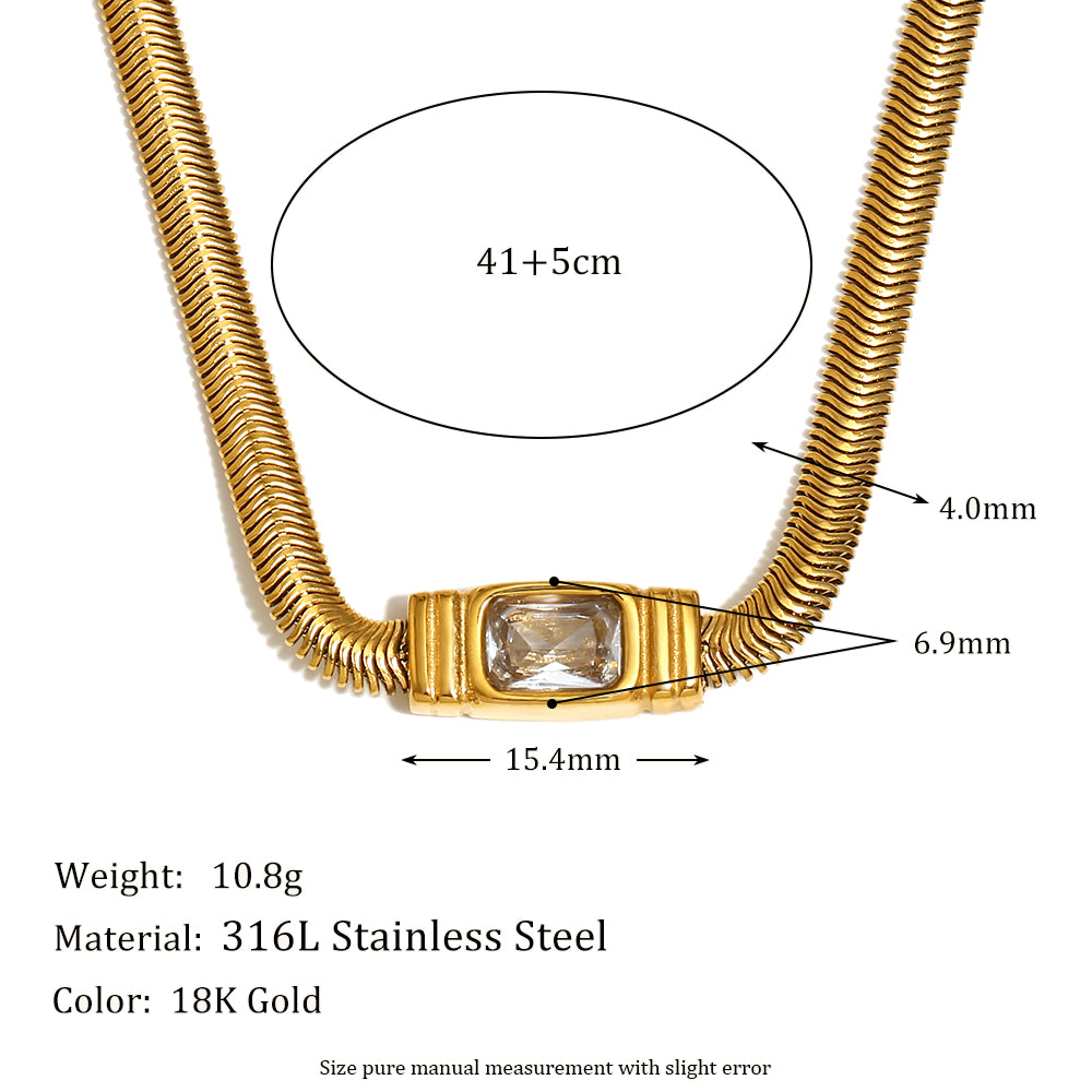 Women's 18k Gold Stainless Steel Waterproof Classic White/Red CZ Necklace Bracelet Set