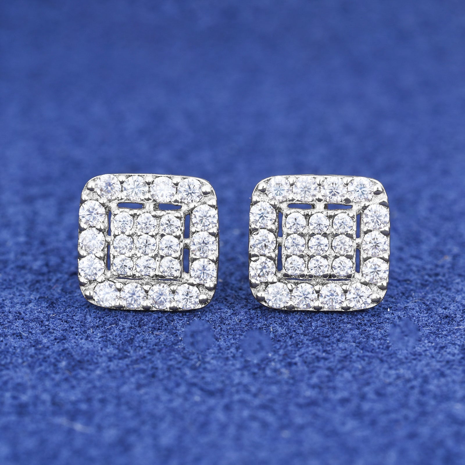 10K White Gold Moissanite Diamond Solid Sterling Silver Hip Hop Earrings
