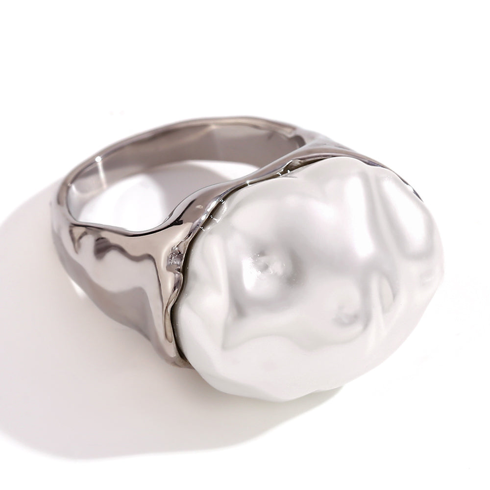 18k Gold Stainless Steel Acrylic Stone Vintage Water Resistant Ladies Bling Rings