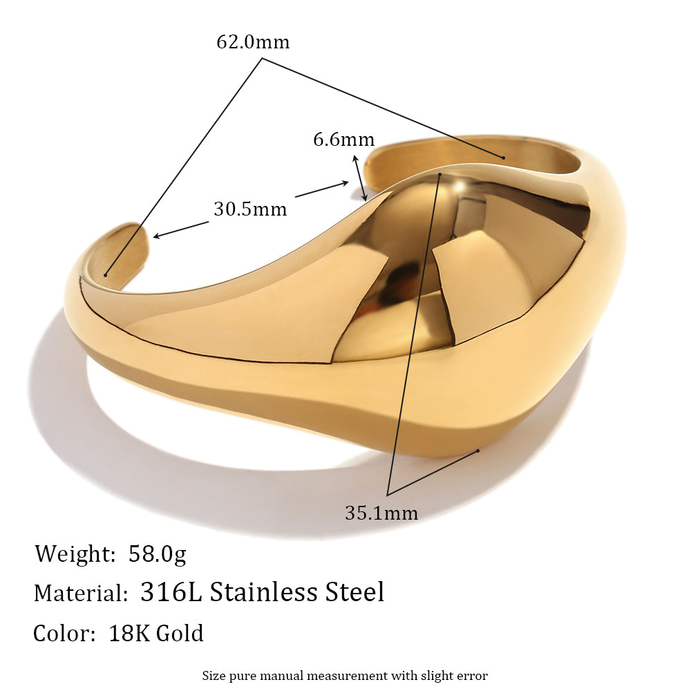 Ladies Stainless Steel 18k Gold Spiral Bamboo Knot Smooth Concave Bracelets