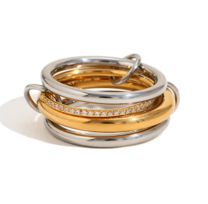 18k Gold Stainless Steel Three/Four Layers CZ Waterproof Rings