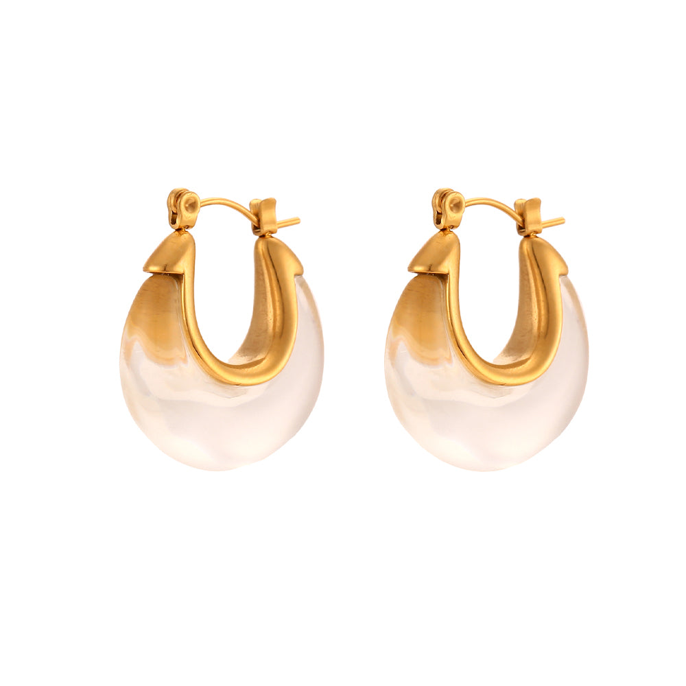 316L Silver Stainless Steel 18k Gold Tarnish Free Multiple Colors Acrylic Hoop Earrings