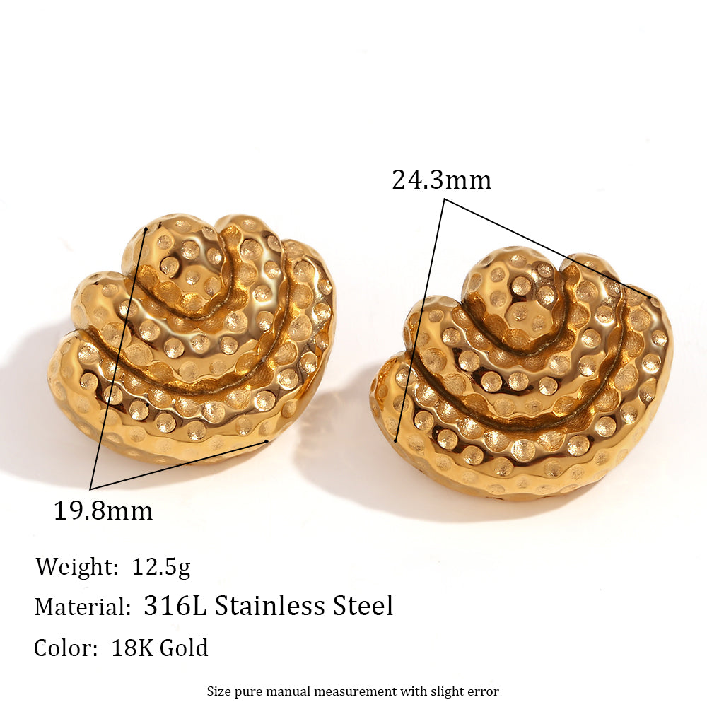 Lakers 18k Gold Stainless Steel Heart Rectangular Hollow Heart Earrings