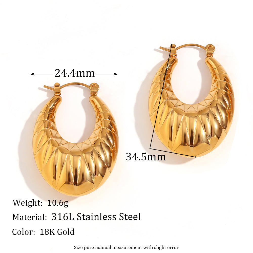 Lakers 18k Gold Stainless Steel Heart Rectangular Hollow Heart Earrings