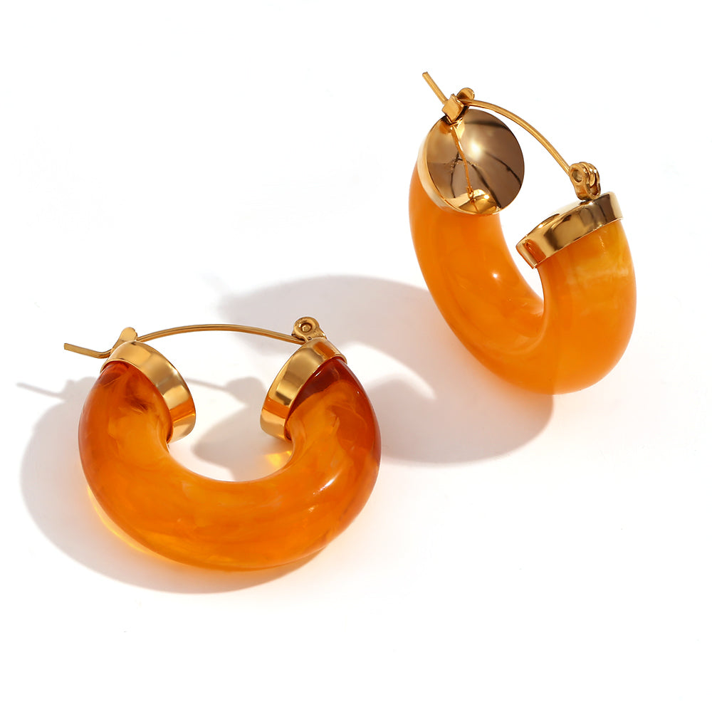 Lakers 18k Gold Stainless Steel Heart Rectangular Hollow Heart Earrings