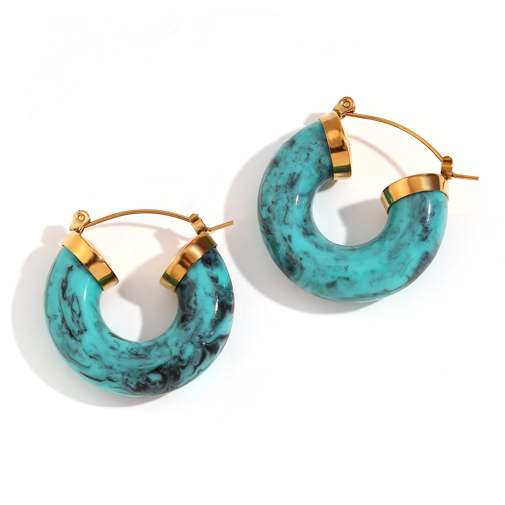 Lakers 18k Gold Stainless Steel Heart Rectangular Hollow Heart Earrings