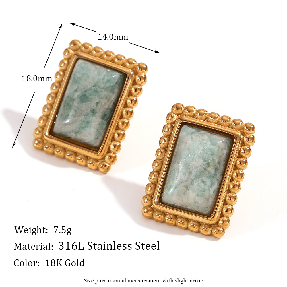 Lakers 18k Gold Stainless Steel Heart Rectangular Hollow Heart Earrings