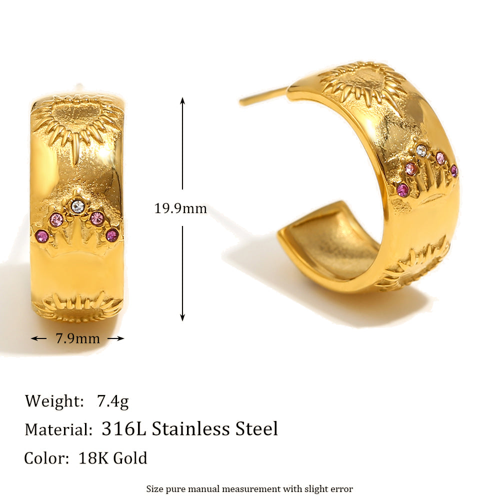 18k Gold Silver Stainless Steel Waterproof Lover World Tarot Cards Series Stud Earrings