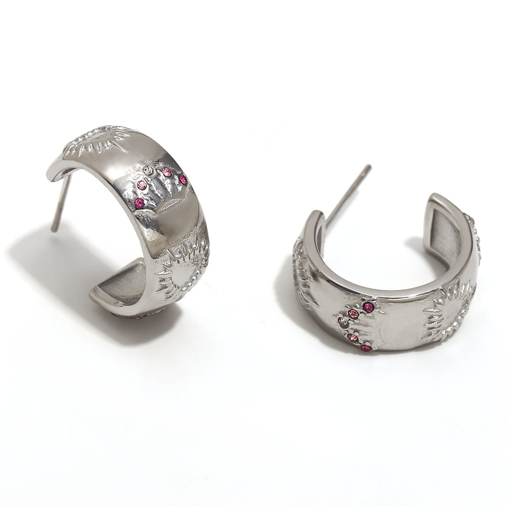 18k Gold Silver Stainless Steel Waterproof Lover World Tarot Cards Series Stud Earrings