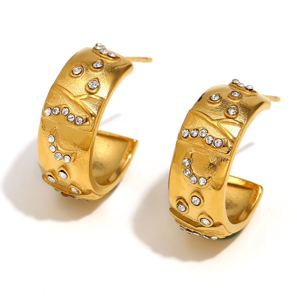 18k Gold Silver Stainless Steel Waterproof Lover World Tarot Cards Series Stud Earrings