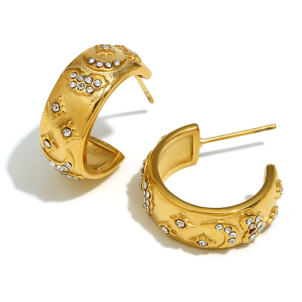 18k Gold Silver Stainless Steel Waterproof Lover World Tarot Cards Series Stud Earrings