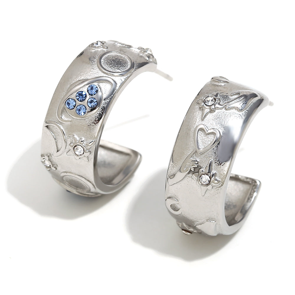 18k Gold Silver Stainless Steel Waterproof Lover World Tarot Cards Series Stud Earrings