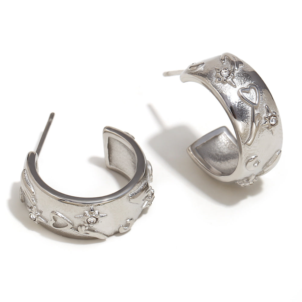 18k Gold Silver Stainless Steel Waterproof Lover World Tarot Cards Series Stud Earrings