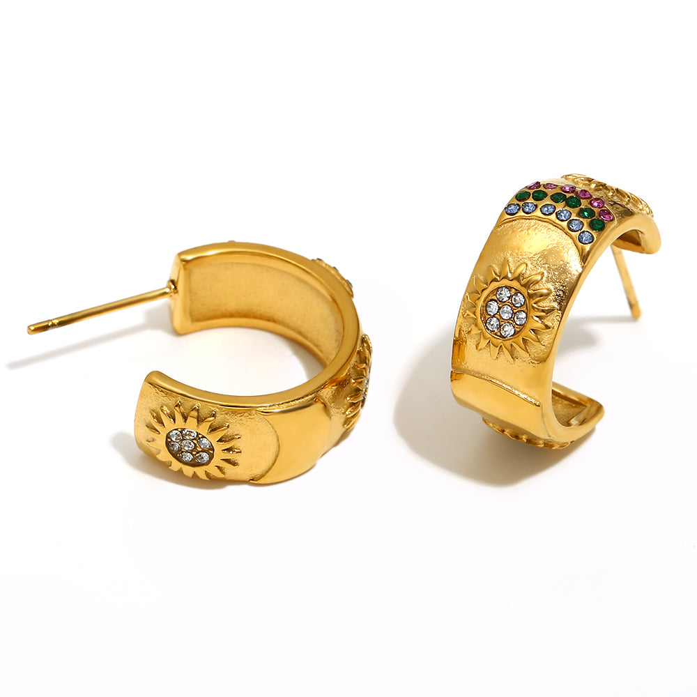 18k Gold Silver Stainless Steel Waterproof Lover World Tarot Cards Series Stud Earrings