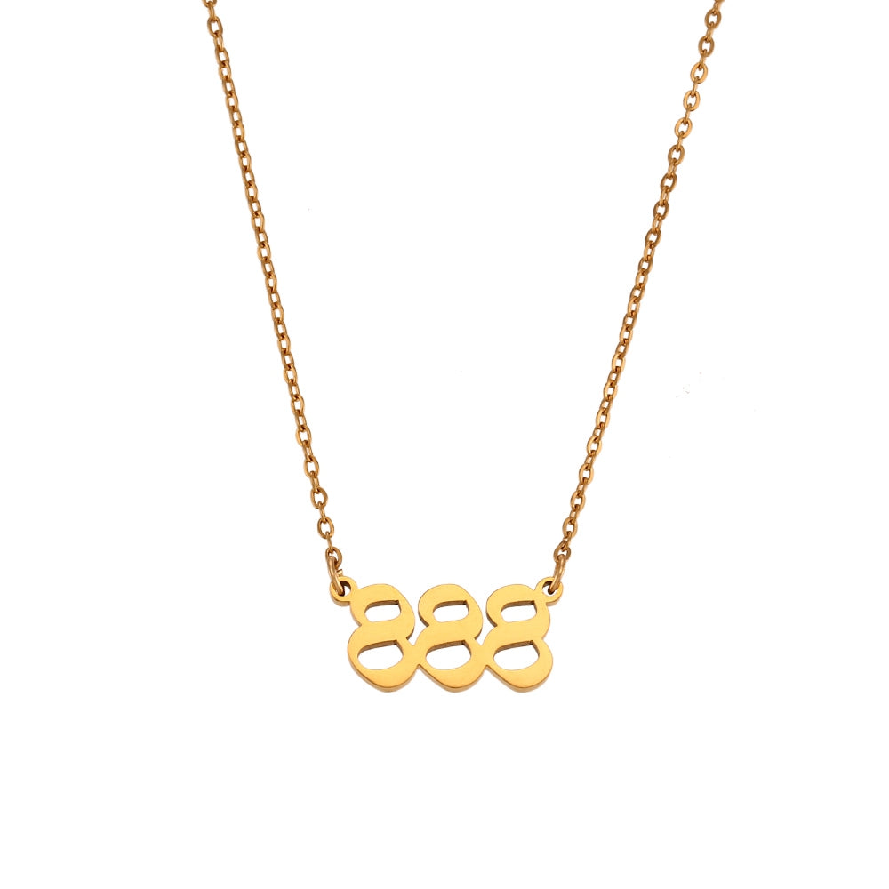 Ladies 18k Gold Waterproof Stainless Steel Angel Number Pendant Necklaces