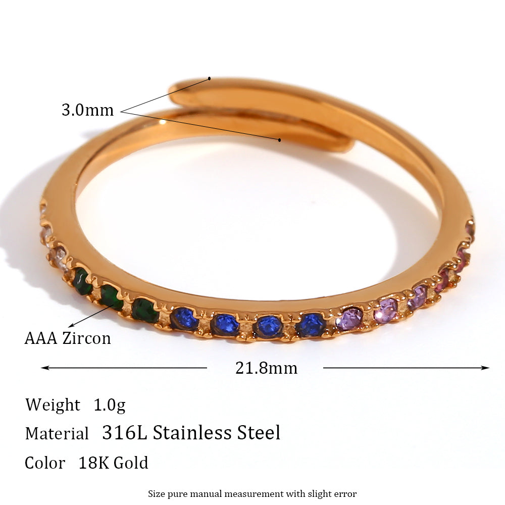 Stainless Steel Gem Lapis Turquoise 3A CZ 18k Gold Waterproof Bling Bling Rings