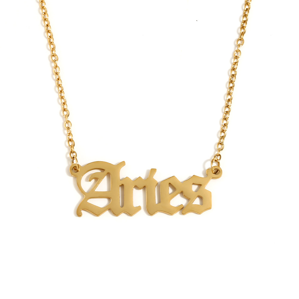 Silver 18k Gold Waterproof Tarnish Free 12 Star Zodiac Sign Pendant Necklaces