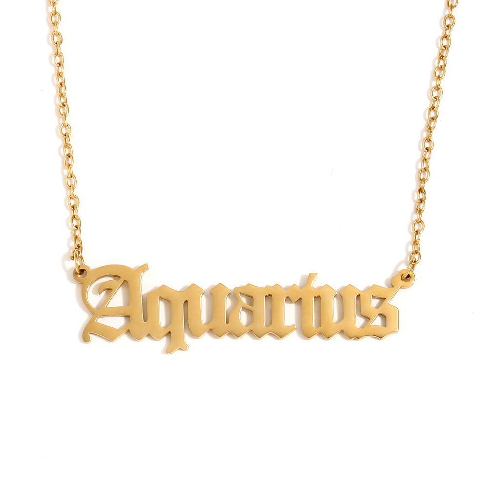 Silver 18k Gold Waterproof Tarnish Free 12 Star Zodiac Sign Pendant Necklaces