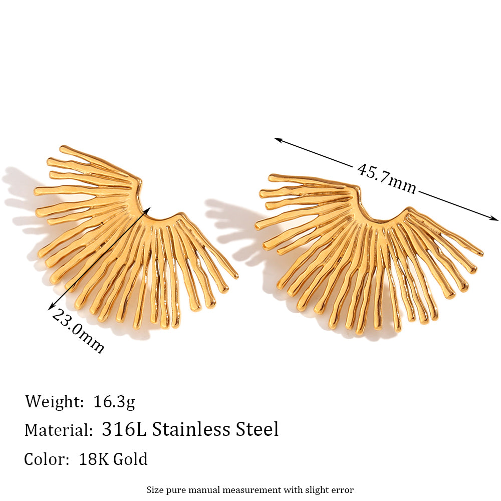 18k Gold O-shaped Street Wear Exaggerated Croissant Mini Hollow Stainless Steel Earrings