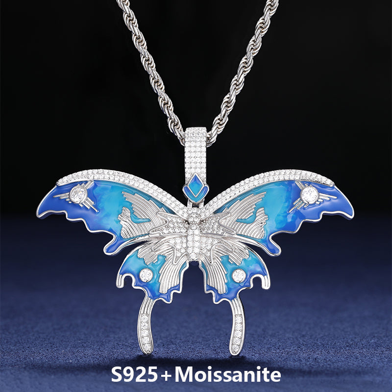 Butta | VVS Diamond Moissanite Certified Enamel Butterfly Sterling Silver Hip Hop Pendant