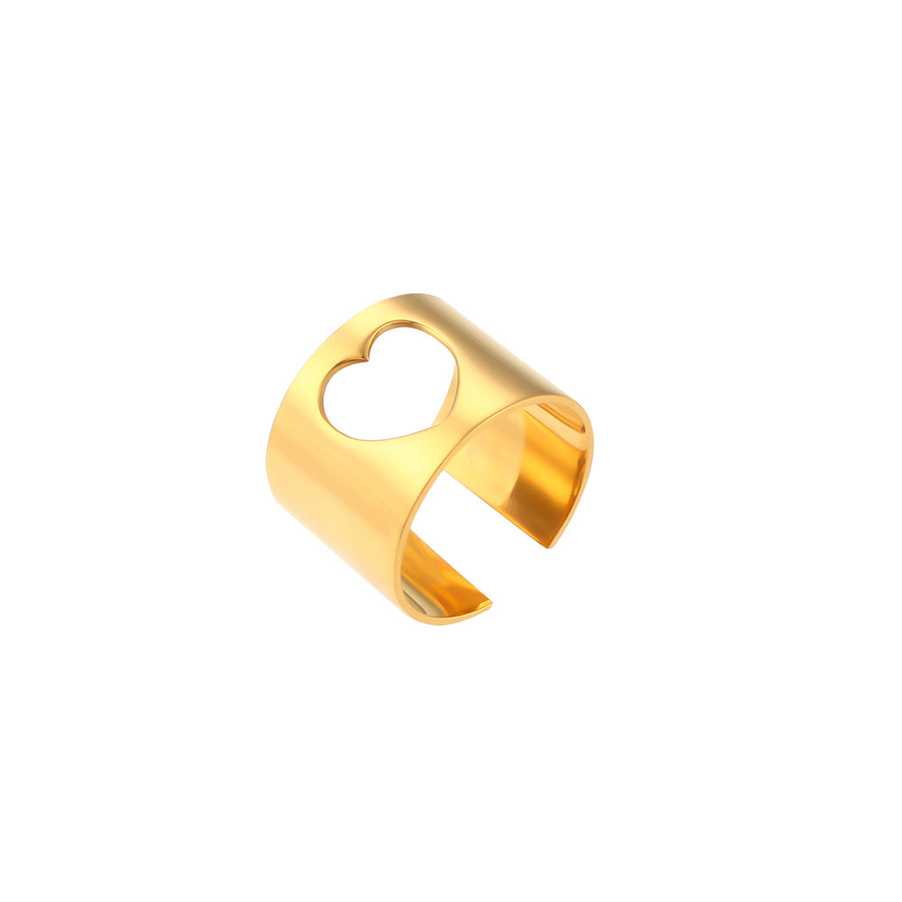 18k Gold Waterproof Stainless Steel Fine Polished Moon Star Heart Flower Adjustable Rings