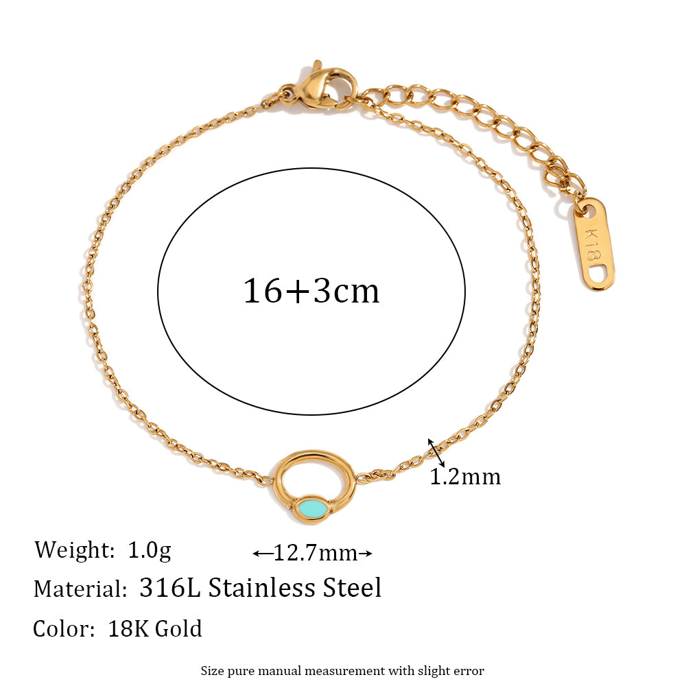 Waterproof Dainty Enamel Flower 18k Gold Stainless Steel Charm Bracelets